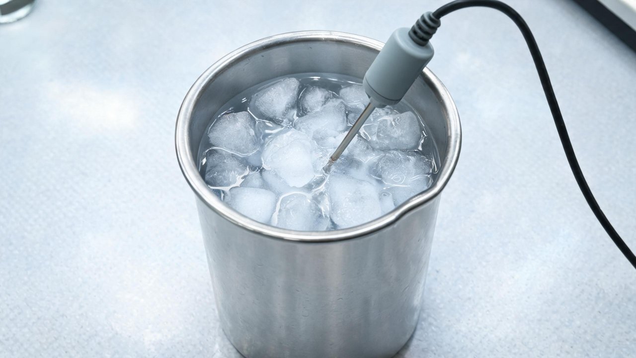 冰水混合物中插入探头做零点校准