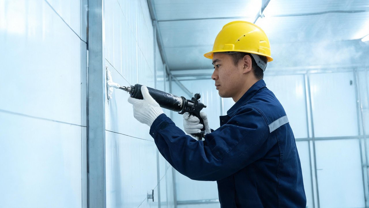 维修人员注胶密封作业