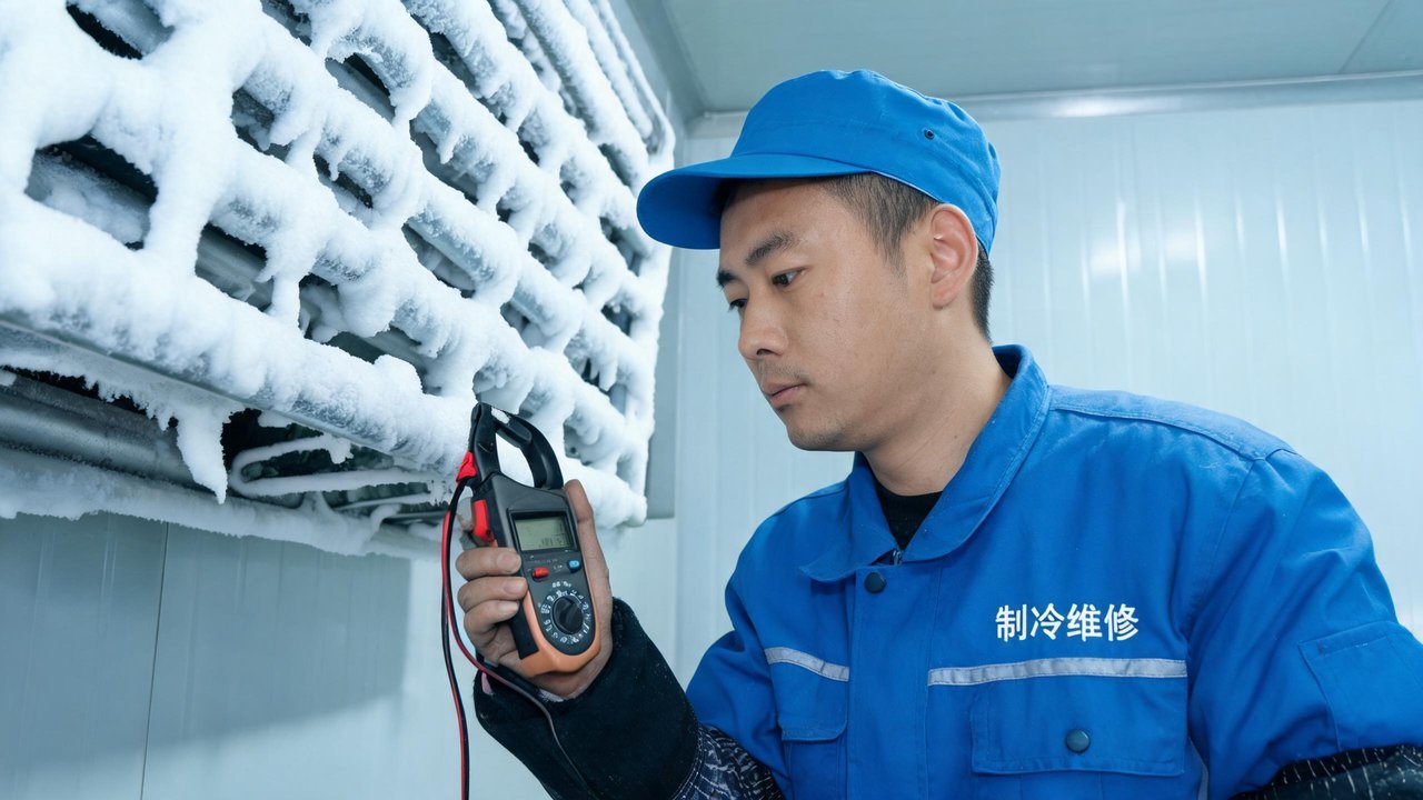 维修人员检修蒸发器