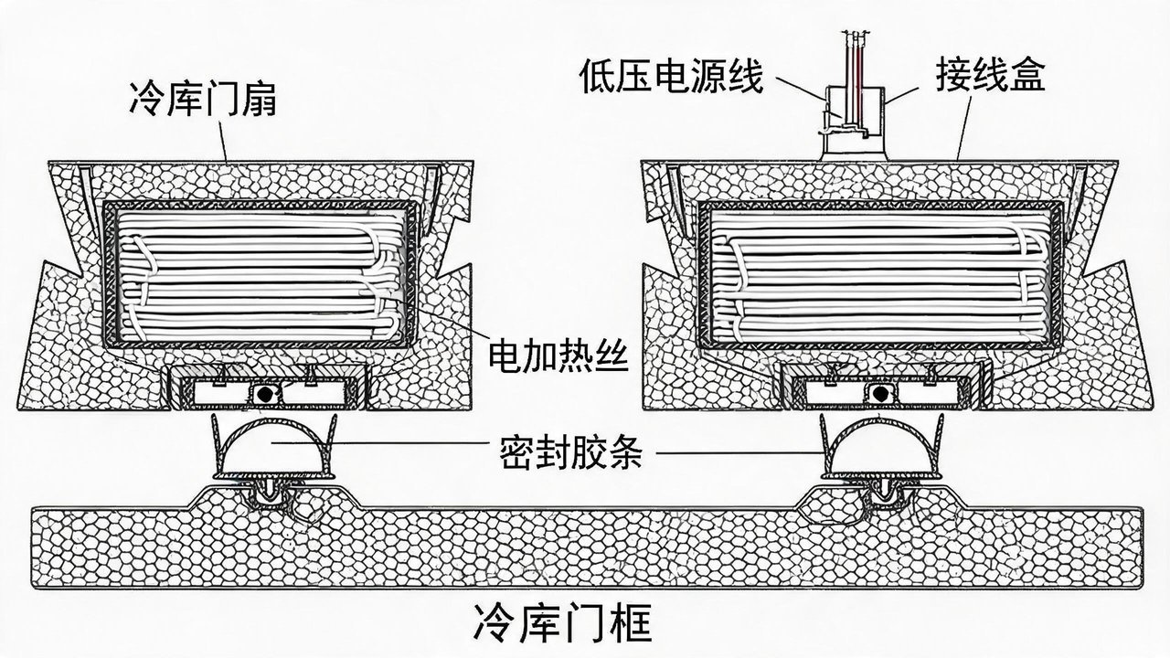 冷库门框电加热丝与密封结构