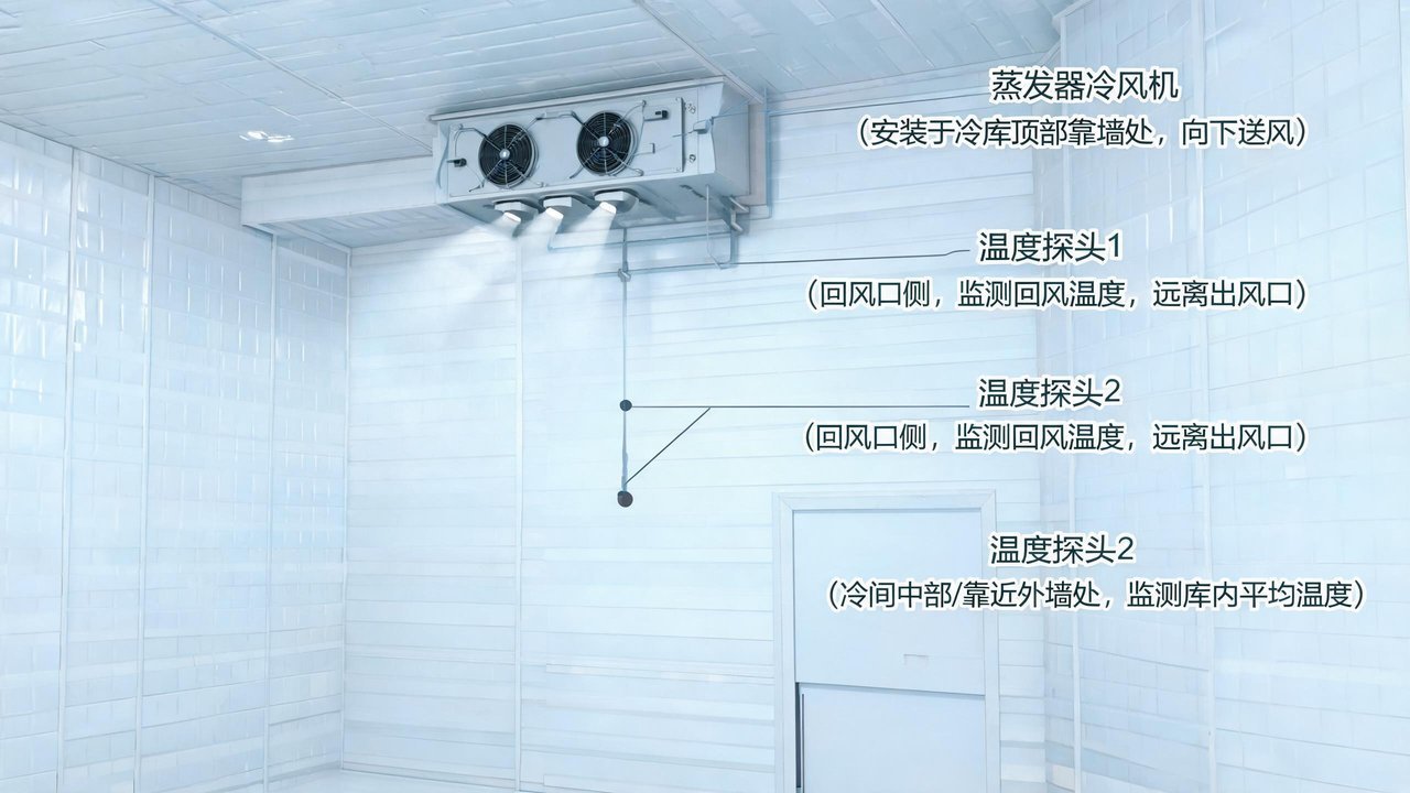冷库内蒸发器与温度探头安装位置