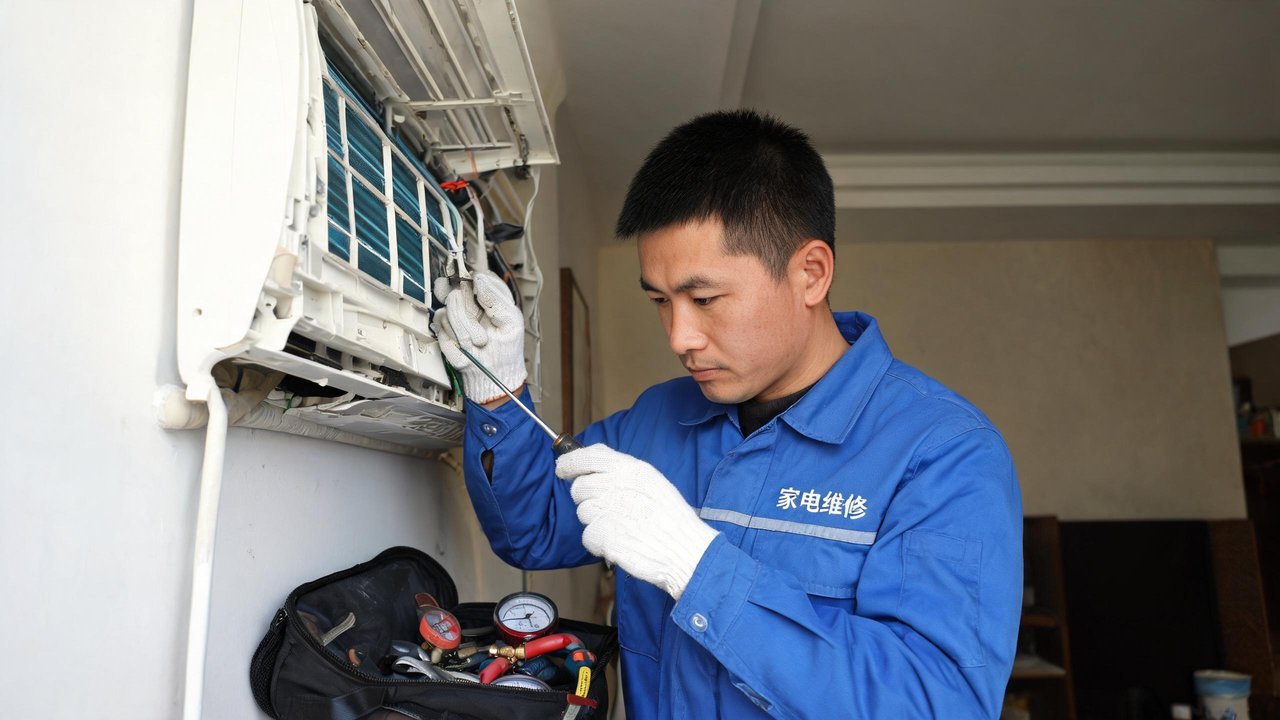 中国维修人员检修制冷设备