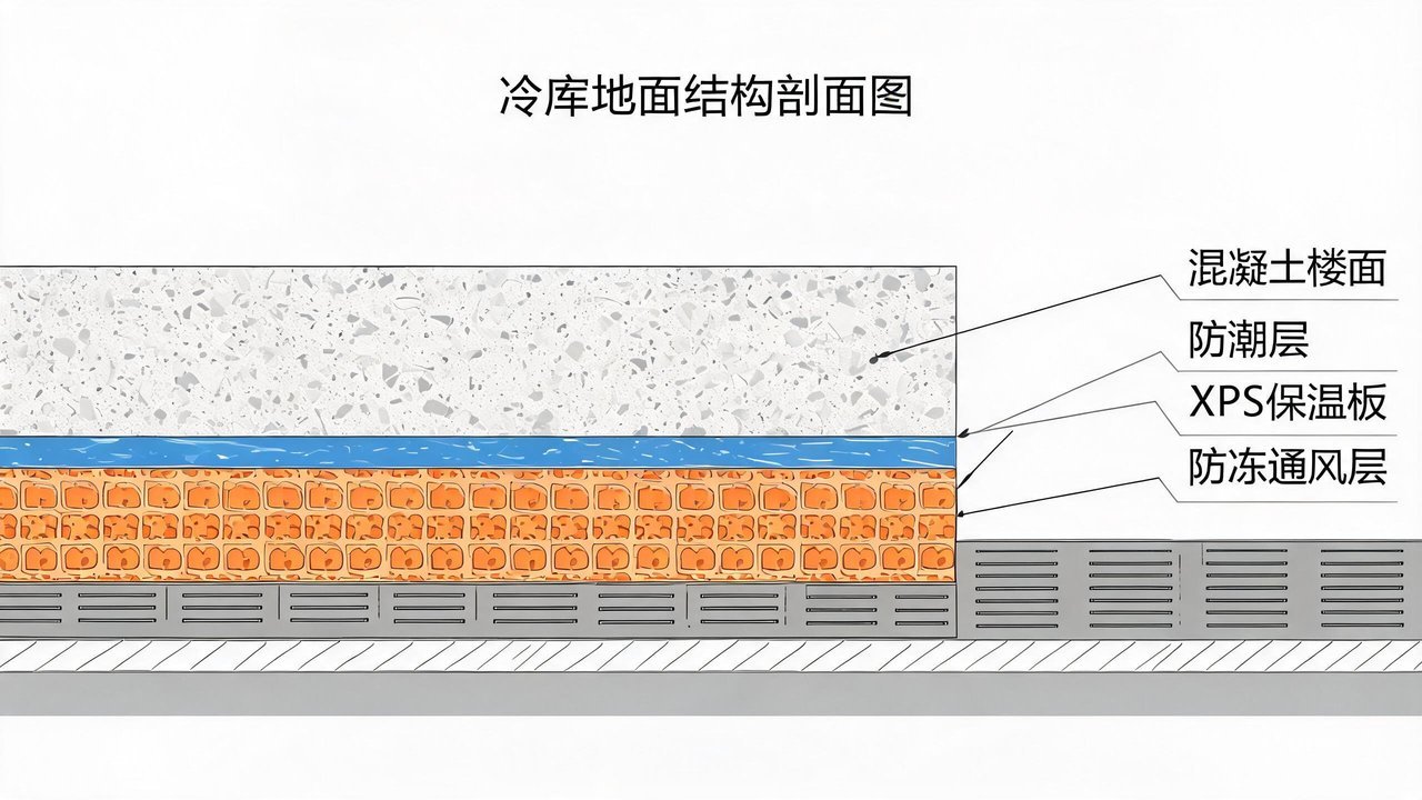冷库地面防冻结构剖面