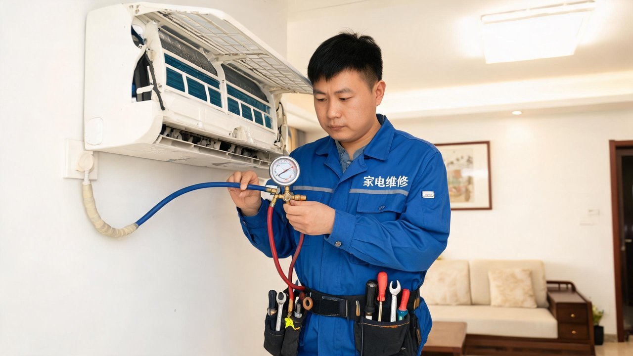 维修人员检修制冷设备