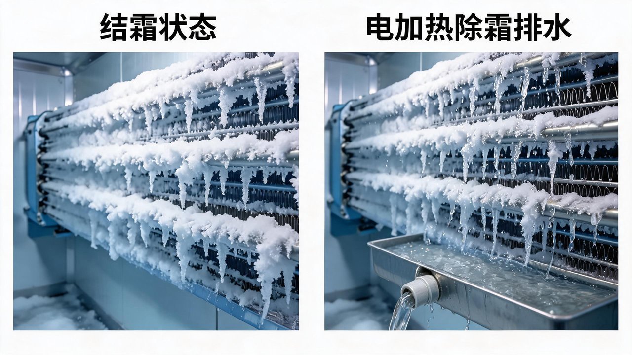 冷风机翅片结霜与电加热除霜