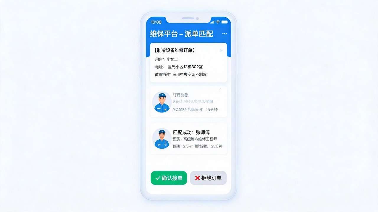 平台匹配制冷维保师傅