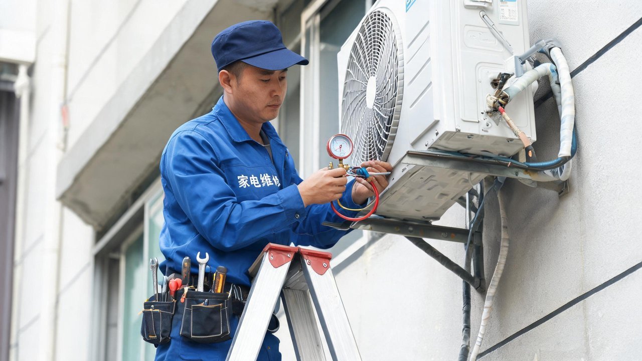 维修人员检修制冷设备