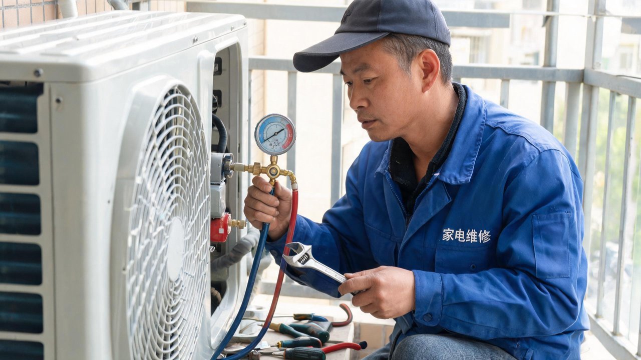 中国维修人员检修制冷设备