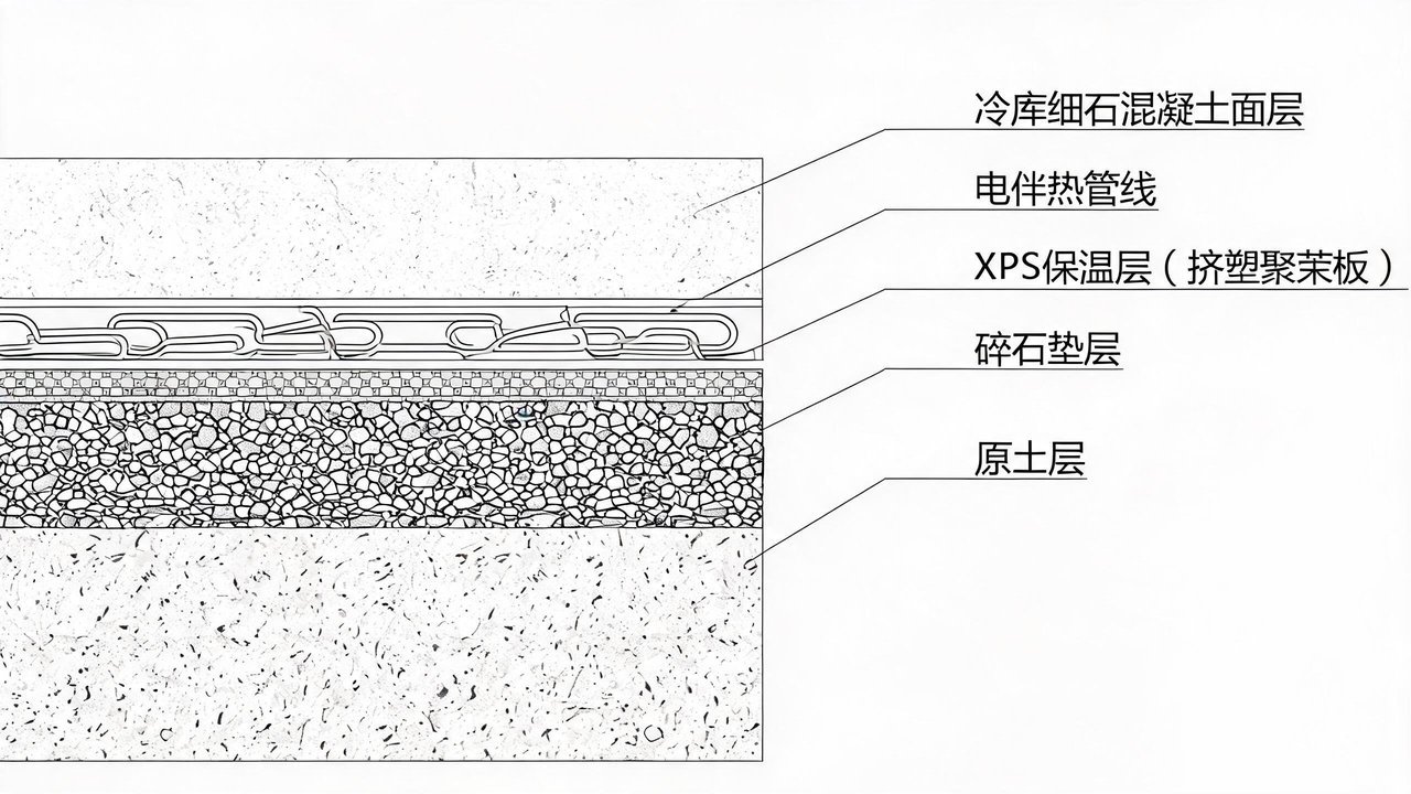 冷库地面防冻胀结构示意
