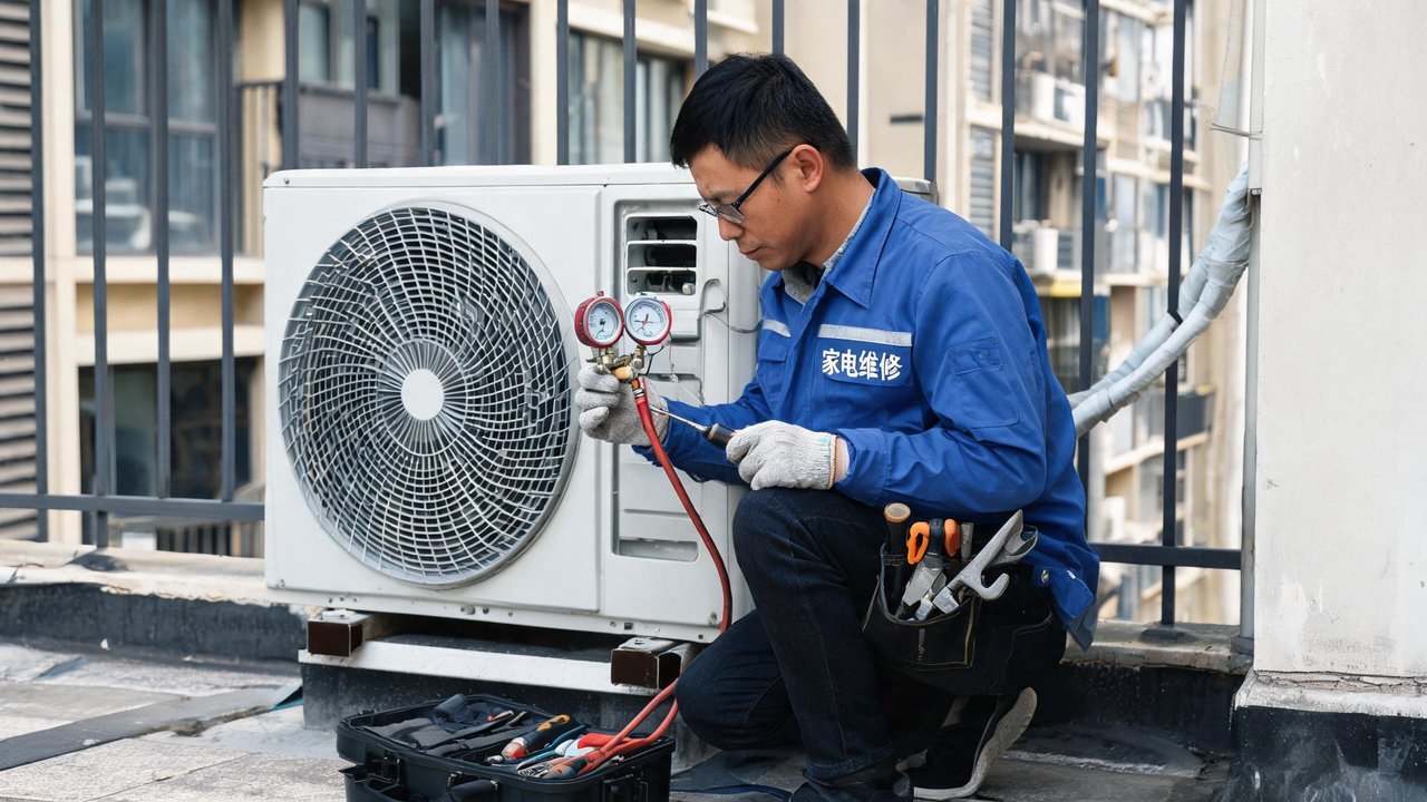 中国维修人员检修制冷设备