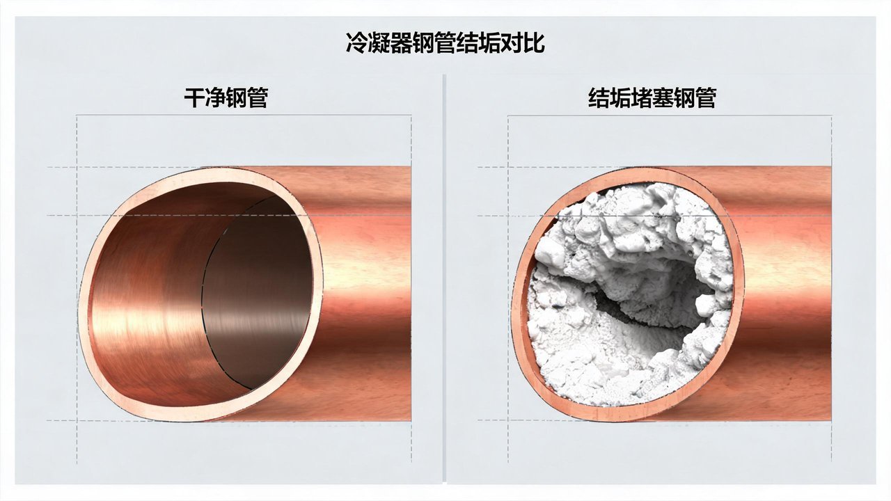 冷凝器铜管结垢对比