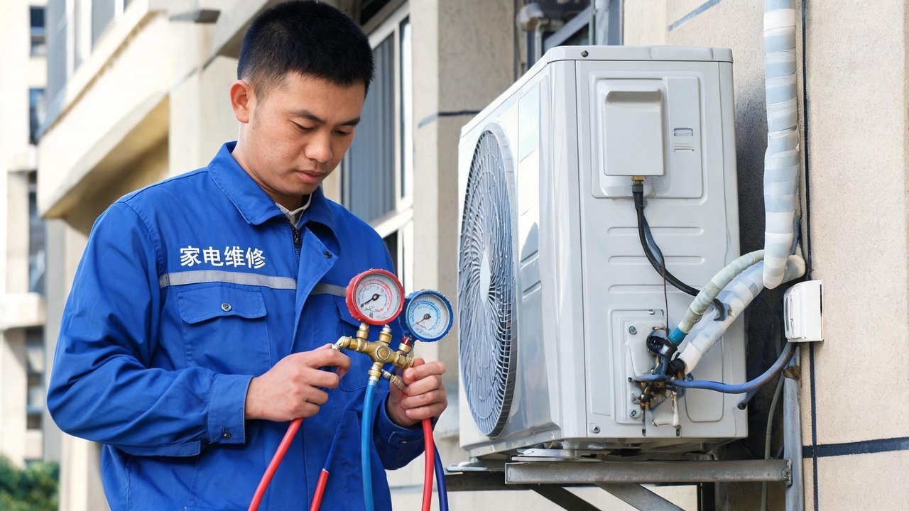 维修人员检修制冷设备