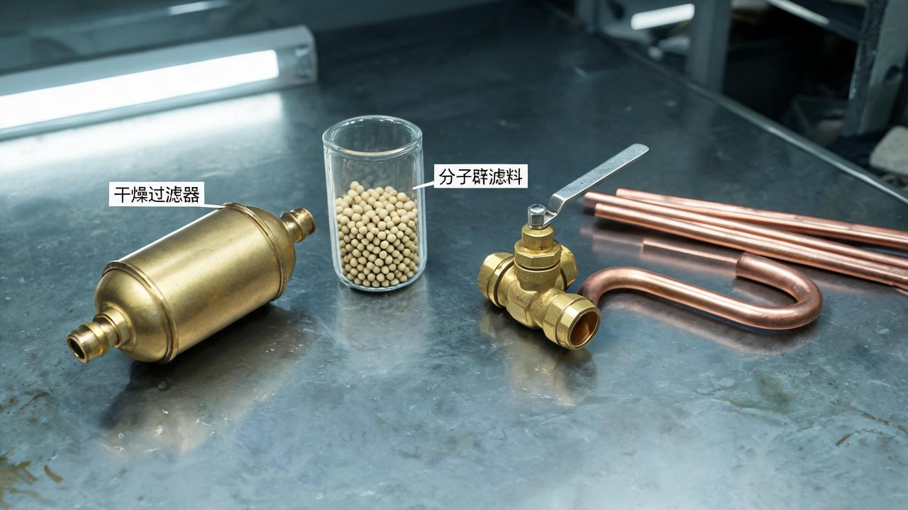 更换中的干燥过滤器与分子筛滤料
