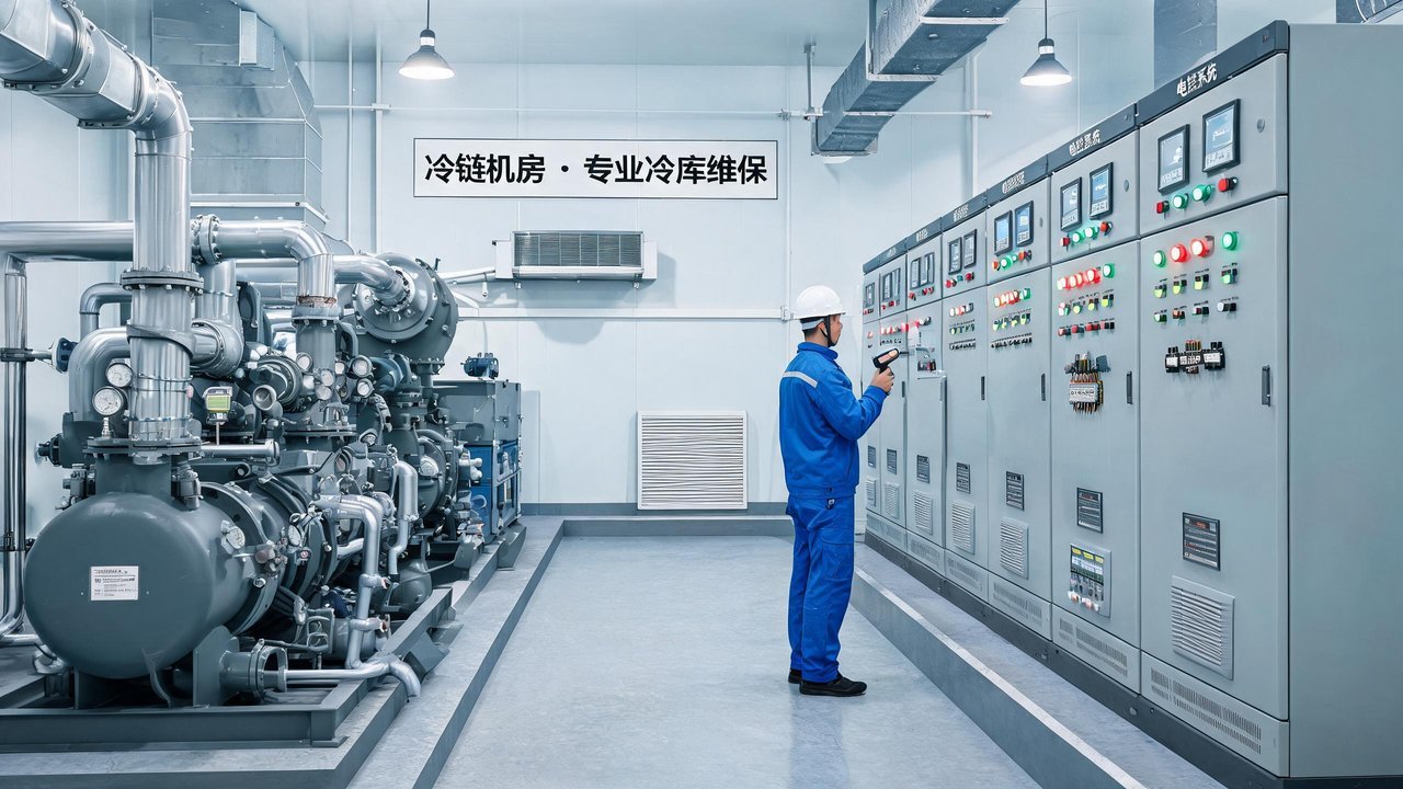 冷库机房制冷机组与电控柜