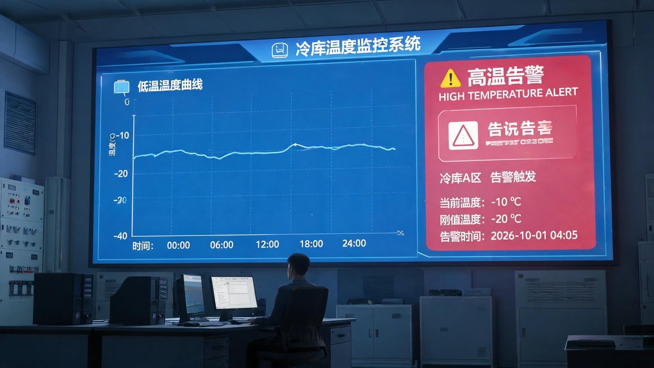 冷库温度监控与高温告警界面