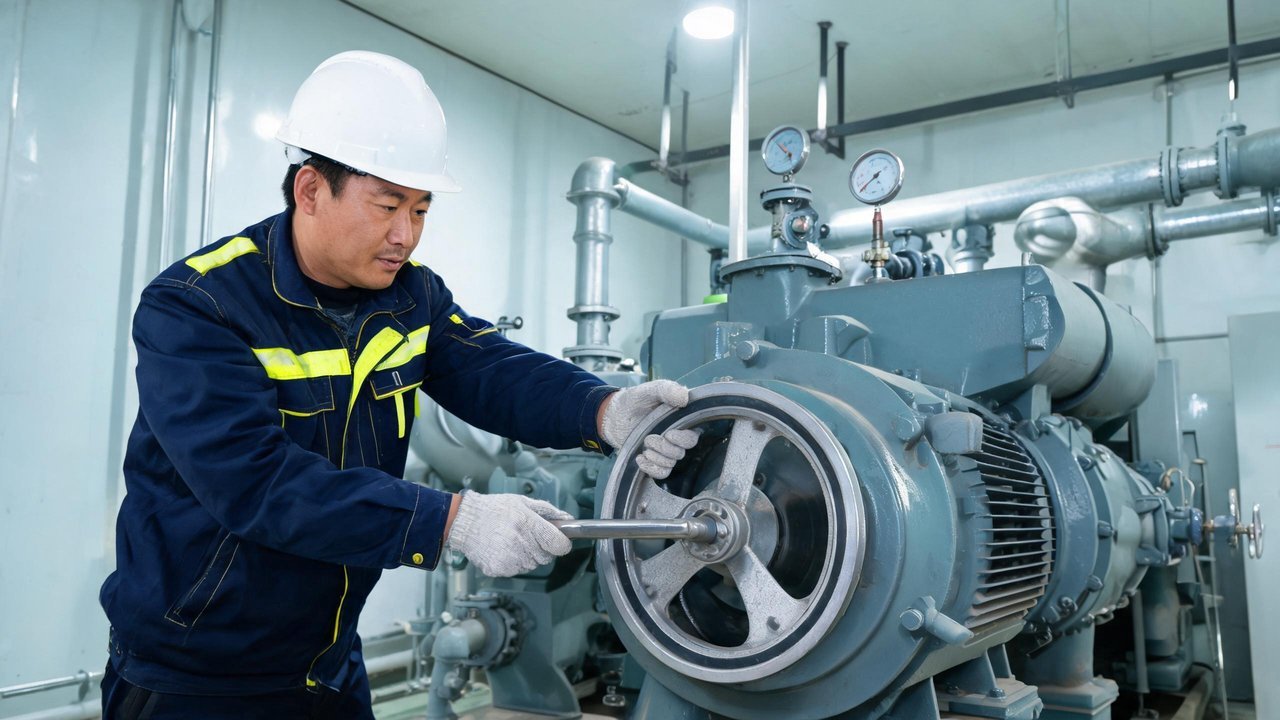 制冷工程师盘车检查冷库压缩机