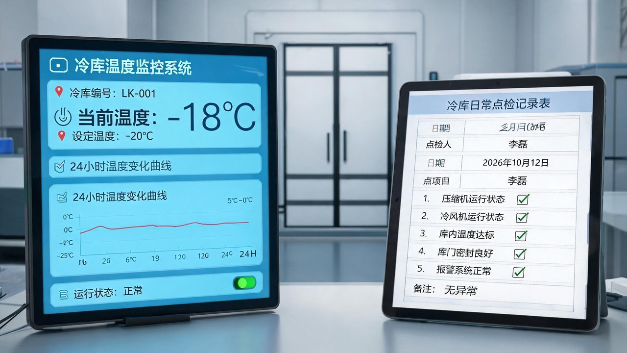 冷库温度监控数据仪表盘与点检记录