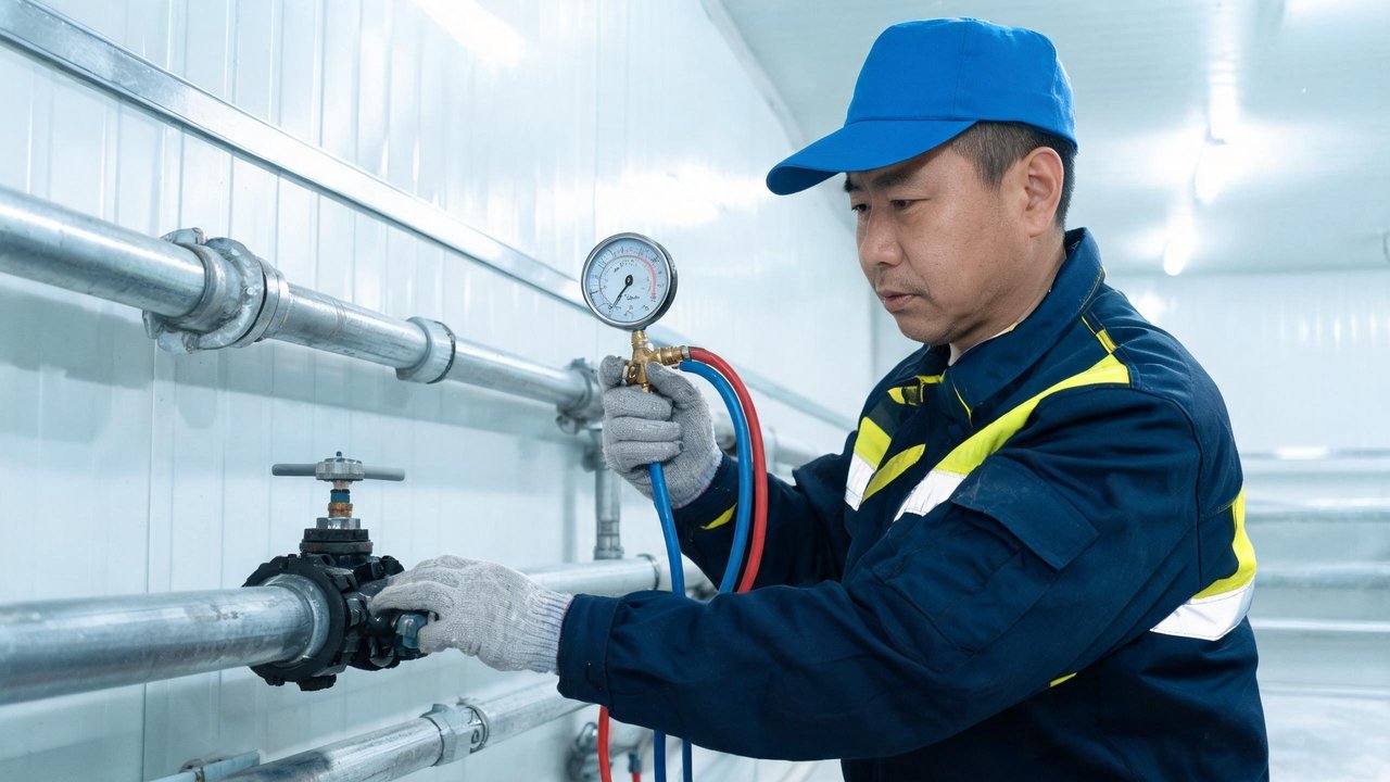 维保师傅检测制冷系统