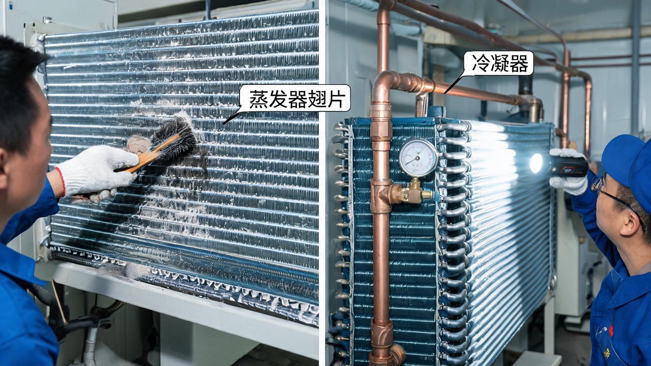 冷库制冷机组蒸发器翅片与冷凝器清洗保养细节