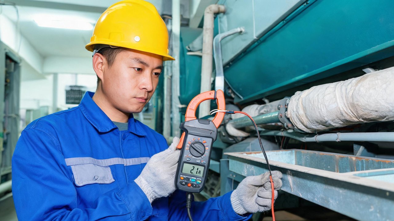 维修人员测量伴热电流