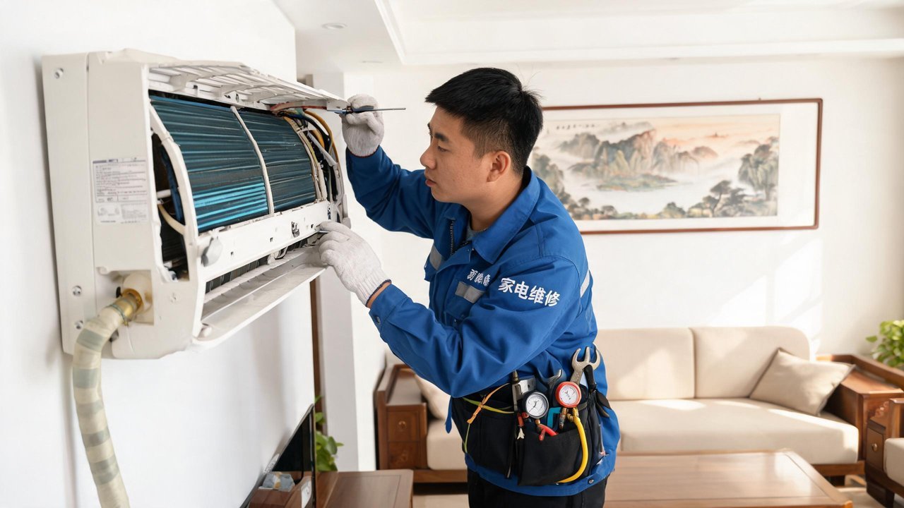 维修人员检修制冷设备