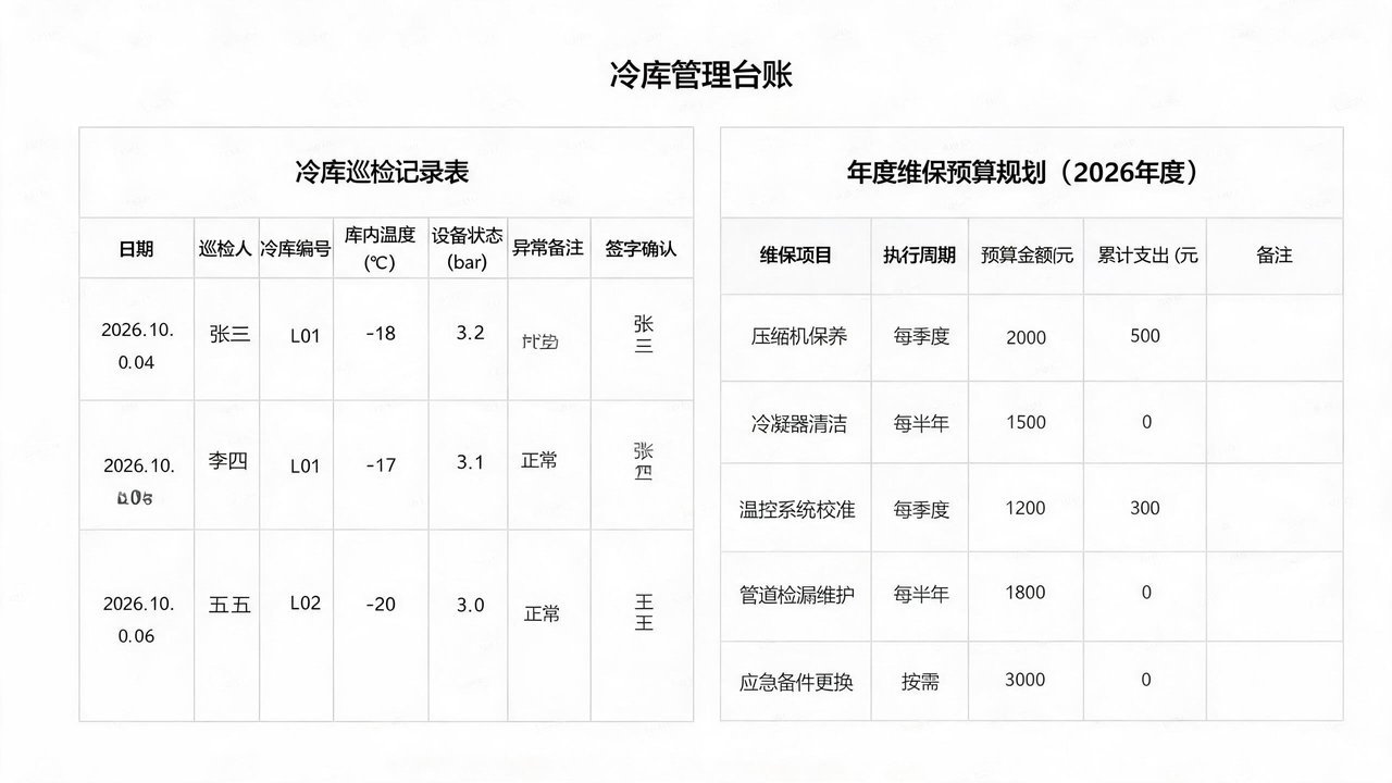 冷库巡检记录与预算表