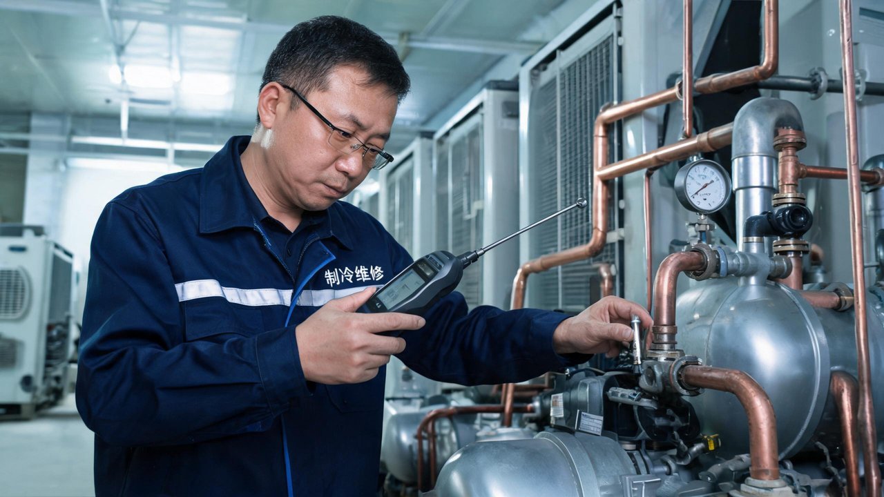 制冷维修工程师检修压缩机组