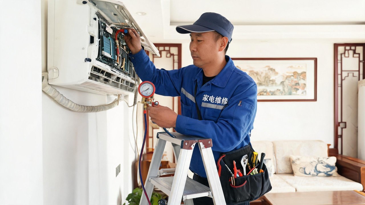 中国维修人员检修制冷设备