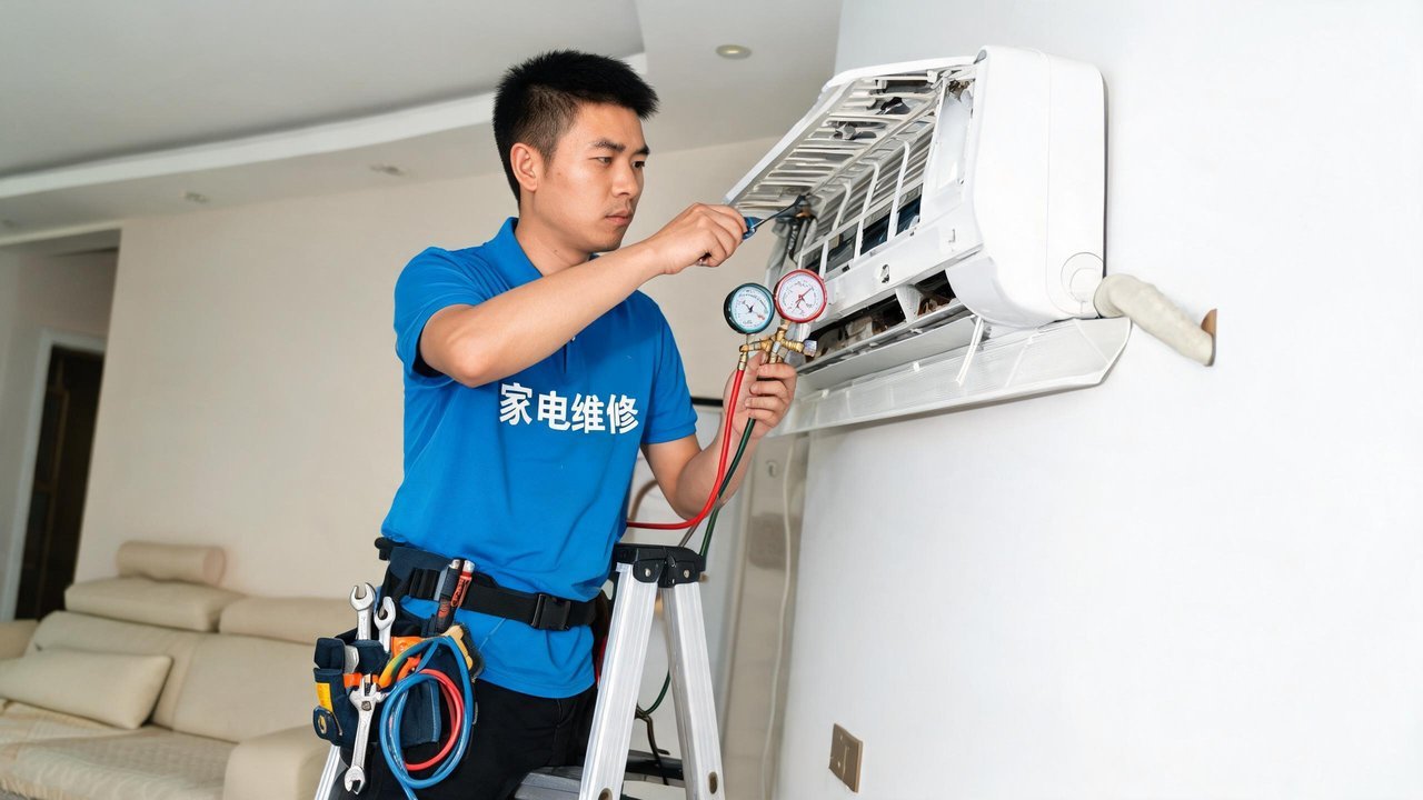 维修人员检修制冷设备