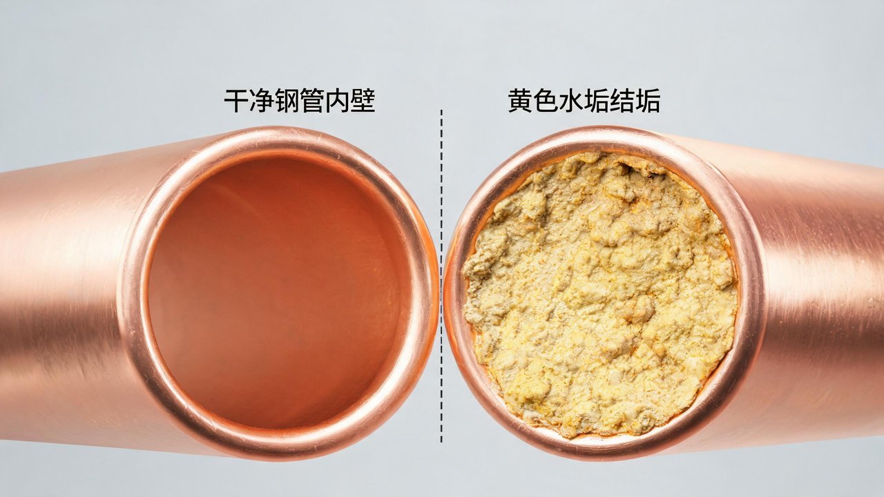 冷凝器铜管结垢特写