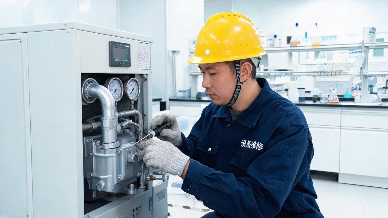 维修人员巡检制冷机组
