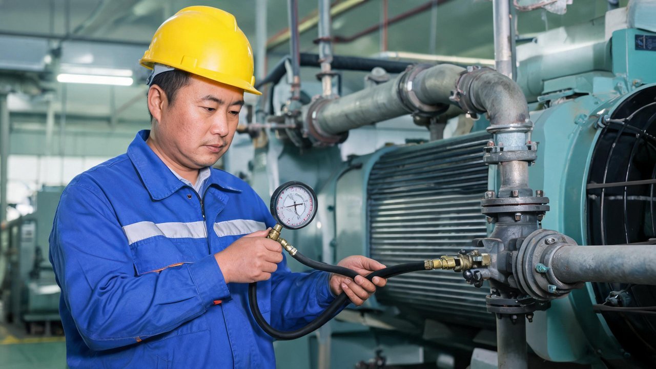 维修人员用压力表检修机组
