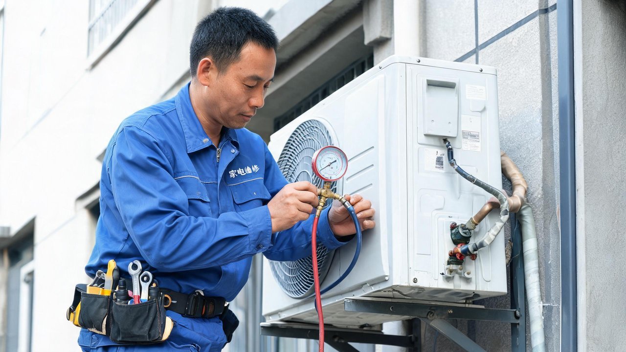 维修工程师现场检修制冷设备