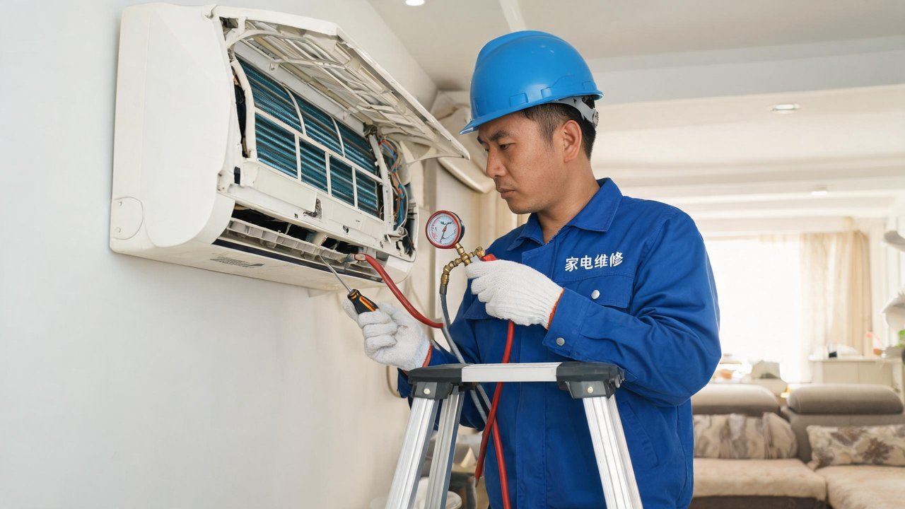 维修人员检修制冷设备