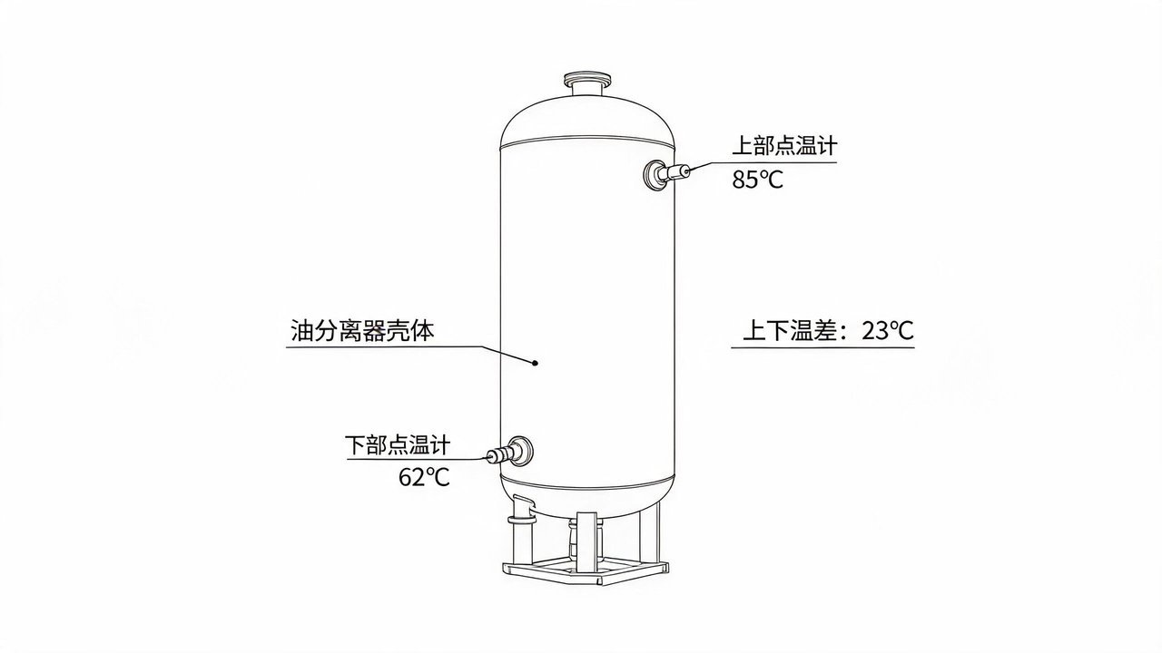 油分离器壳体上下温差检测示意
